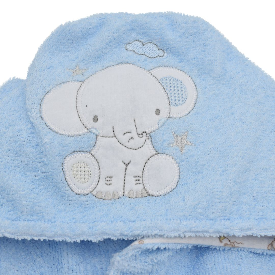 Salida De Baño Capota Celeste Forrada 6-24M Bordada