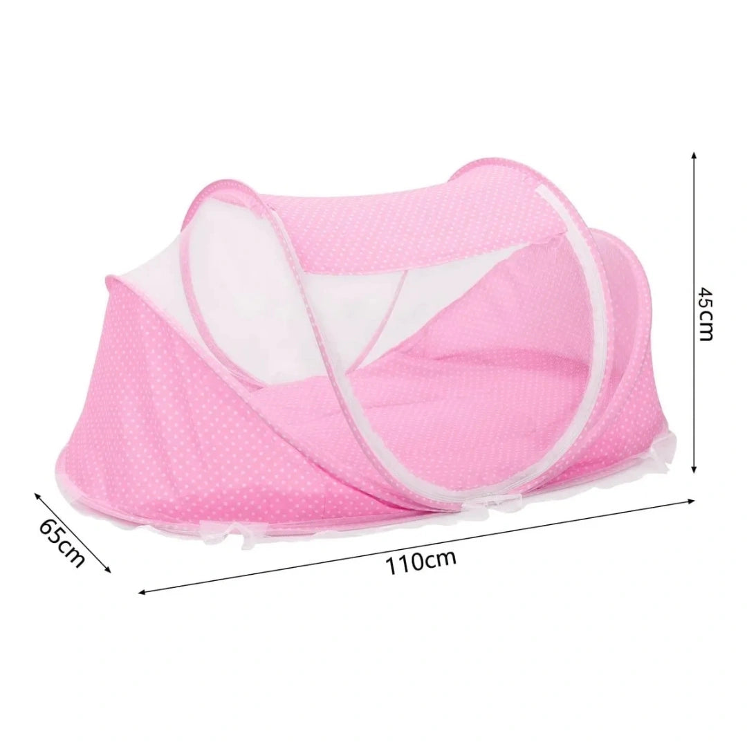 Mosquitero Cuna Portatil Con Colchoneta Y Almohada Rosado