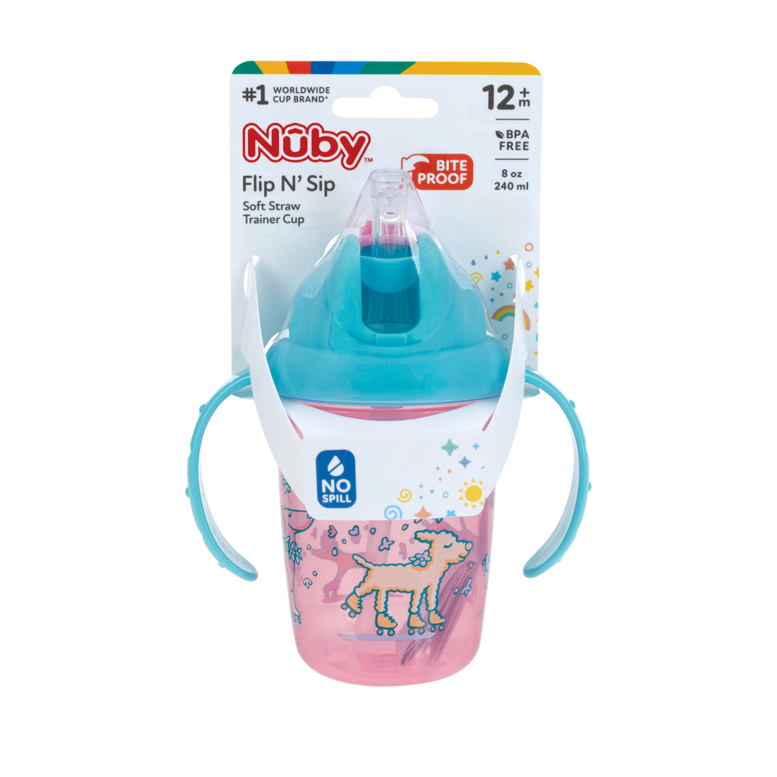 Vaso Pitillo Con Doble Agarradera 8 Oz 12M+
