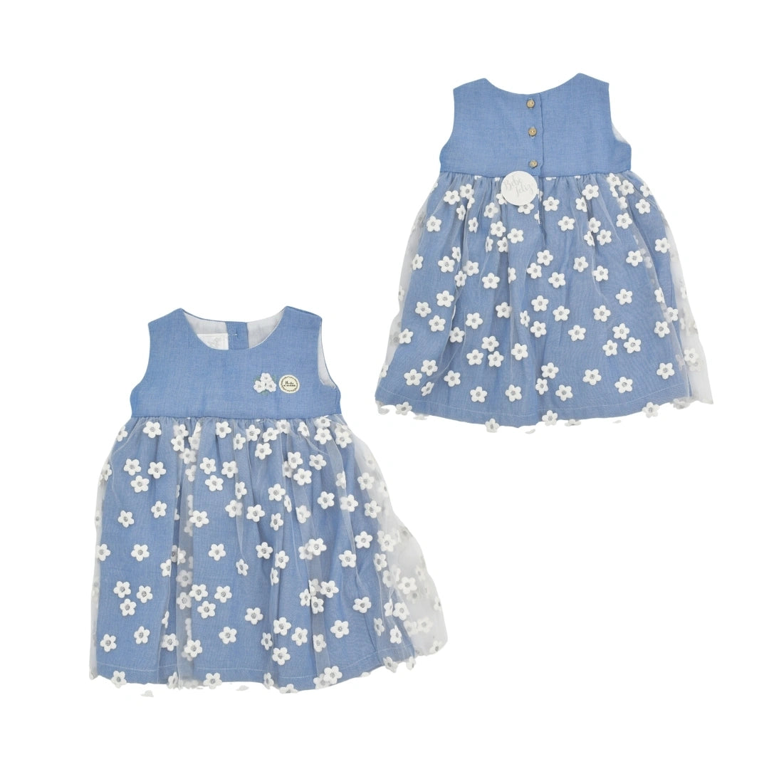 Vestido Bebe Niña Velo Flores
