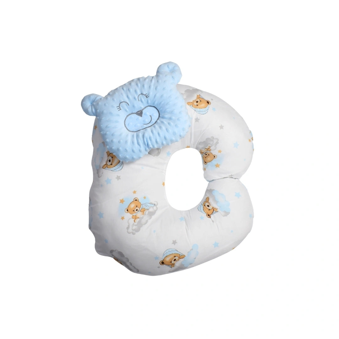 Cojín De Lactancia Estampada Azul + Almohada