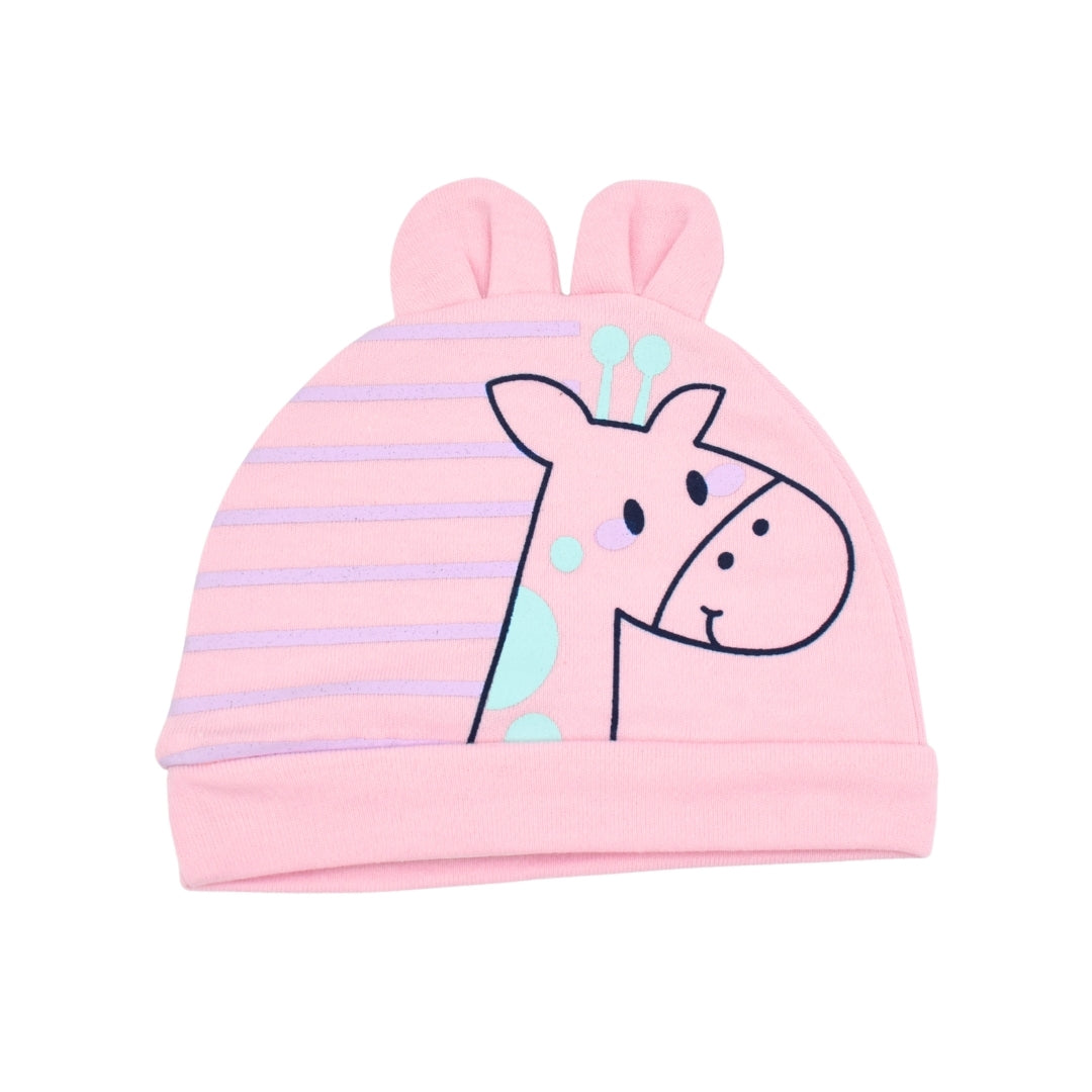 Set De Gorros X3 Orejitas Estampado Jirafa