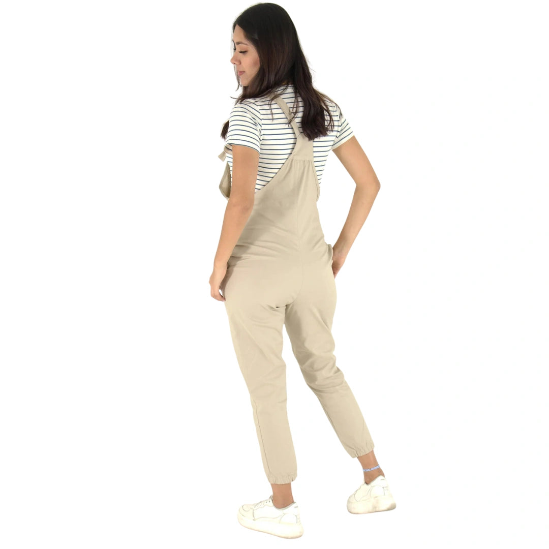 Overol Materno Beige con Bolsillo