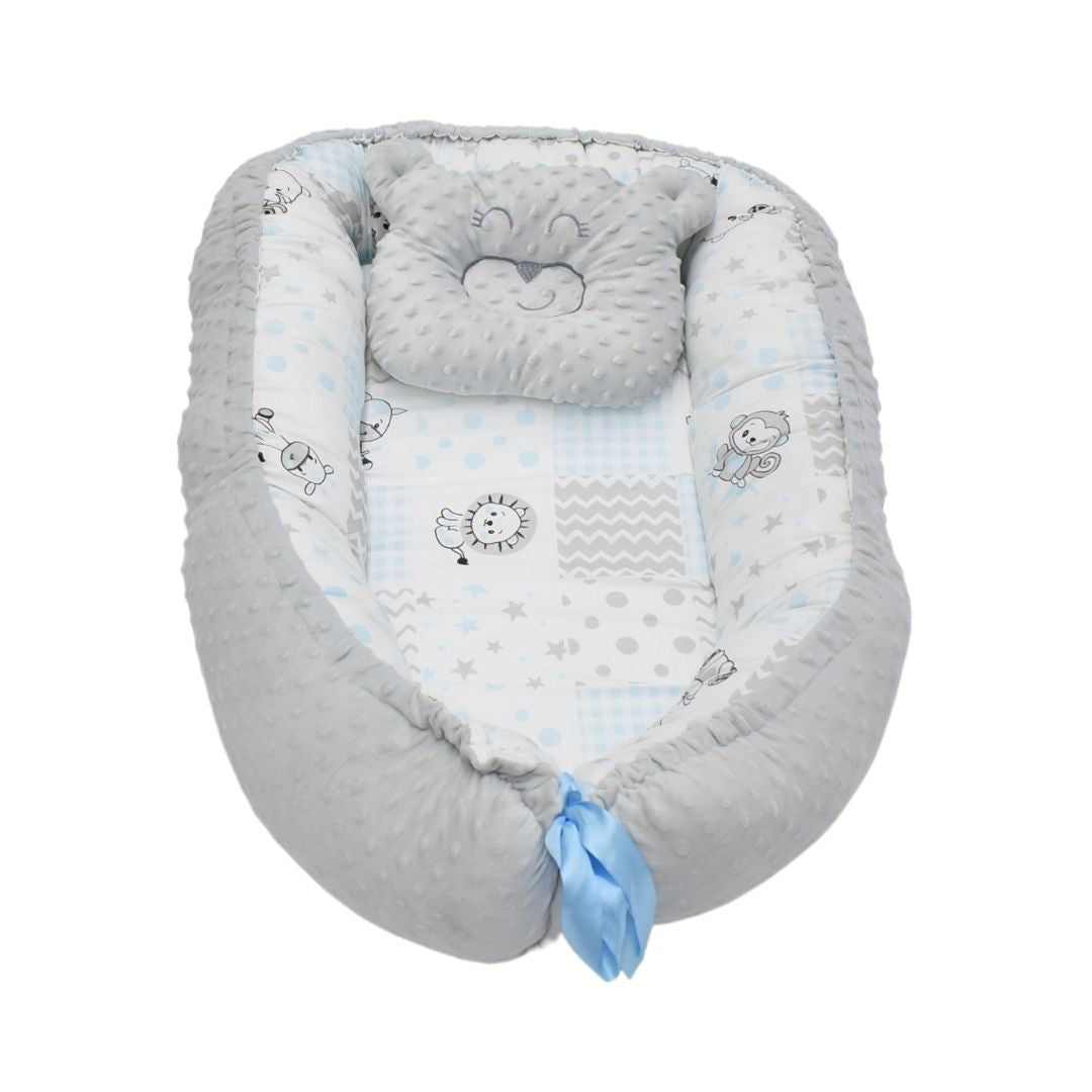 Nido Antireflujo Estampado Con Almohada Gris