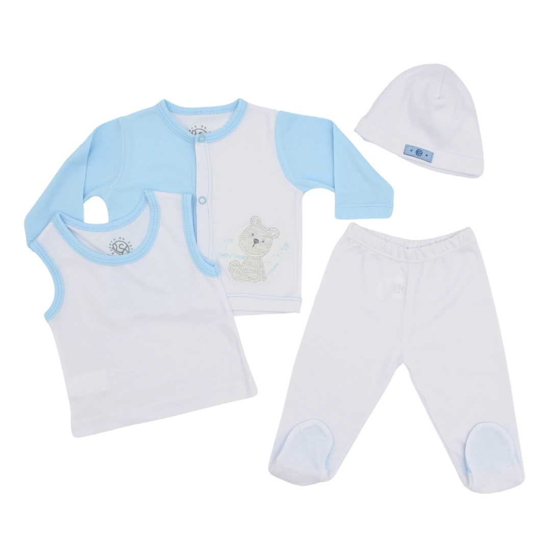 Set de Primer Día 4 Piezas Oso Blanco Azul