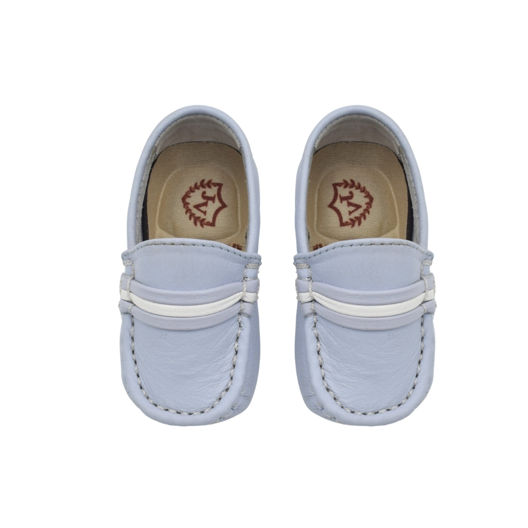 Zapato Mocasín En Cuero Praga Celeste
