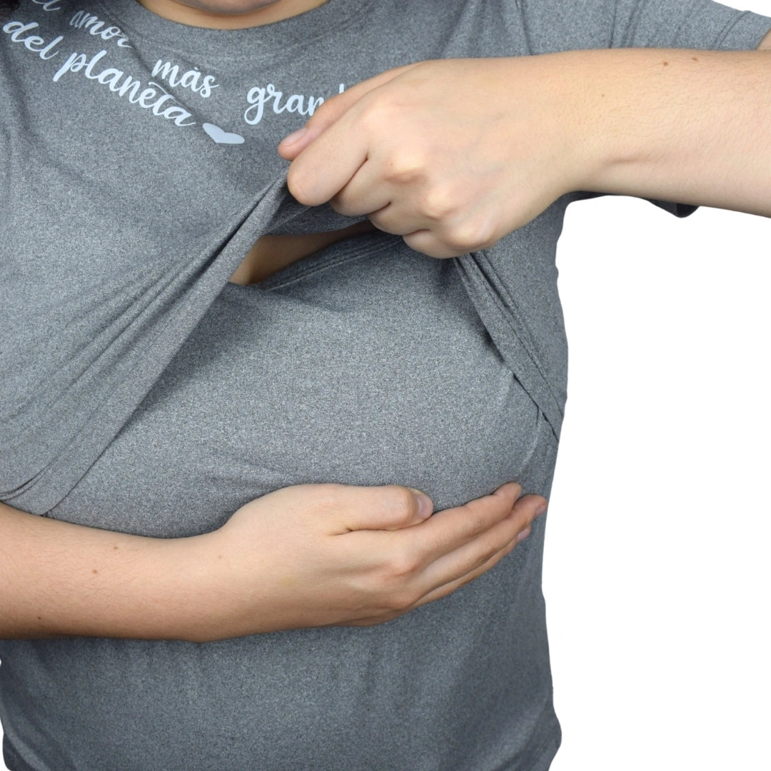 Blusa Materna Mensaje Gris