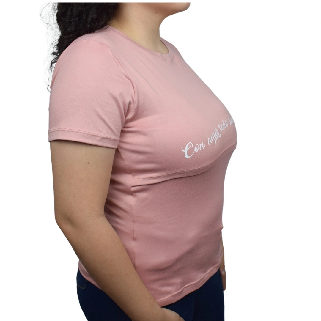 Blusa Materna Mensaje Palo de Rosa