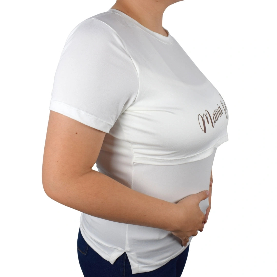 Blusa Materna Mensaje Blanca