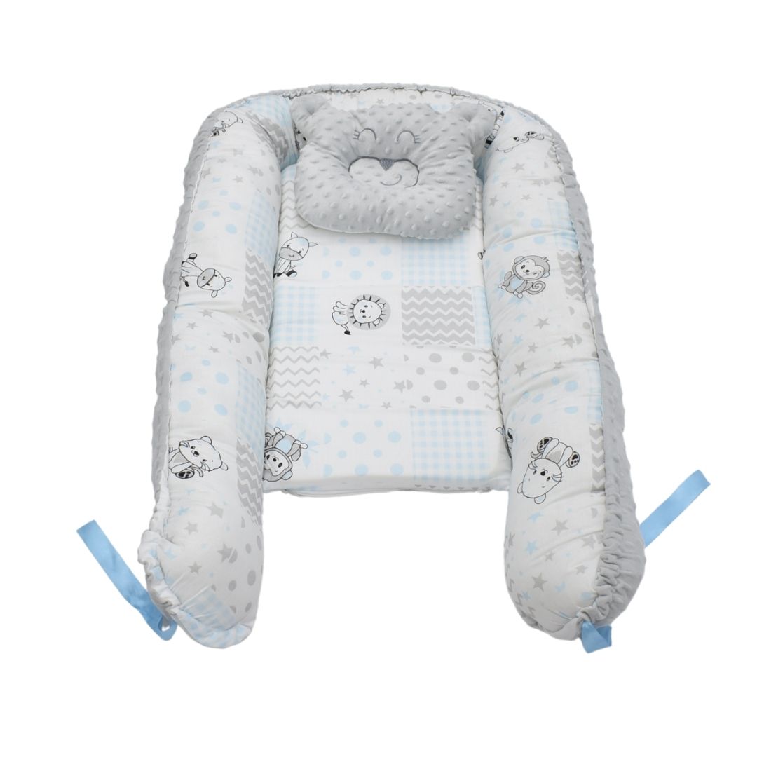 Nido Antireflujo Estampado Con Almohada Gris