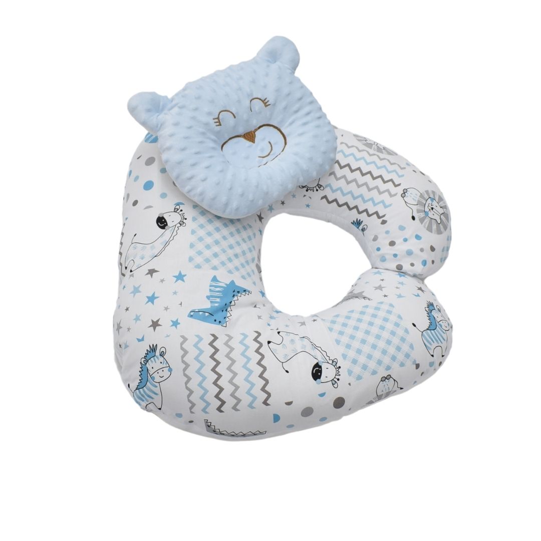 Cojín De Lactancia Estampada Azul + Almohada