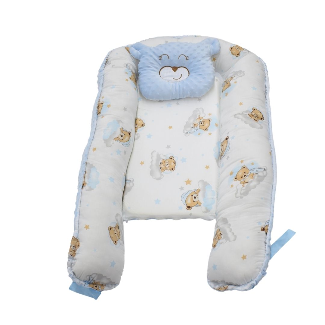 Nido Antireflujo Estampado Con Almohada Azul