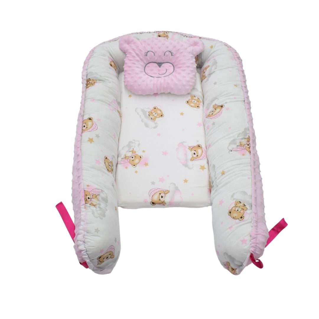 Nido Antireflujo Estampado Con Almohada Rosado