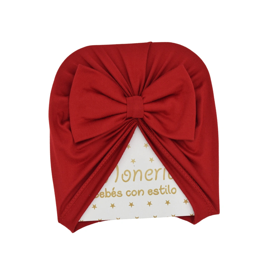 Gorro Turbante Con Moño Rojo