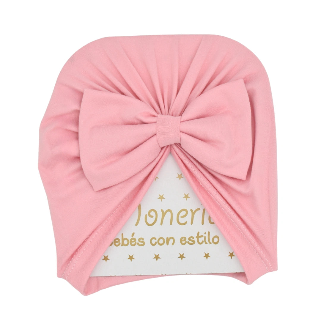 Gorro Turbante Con Moño Palo De Rosa