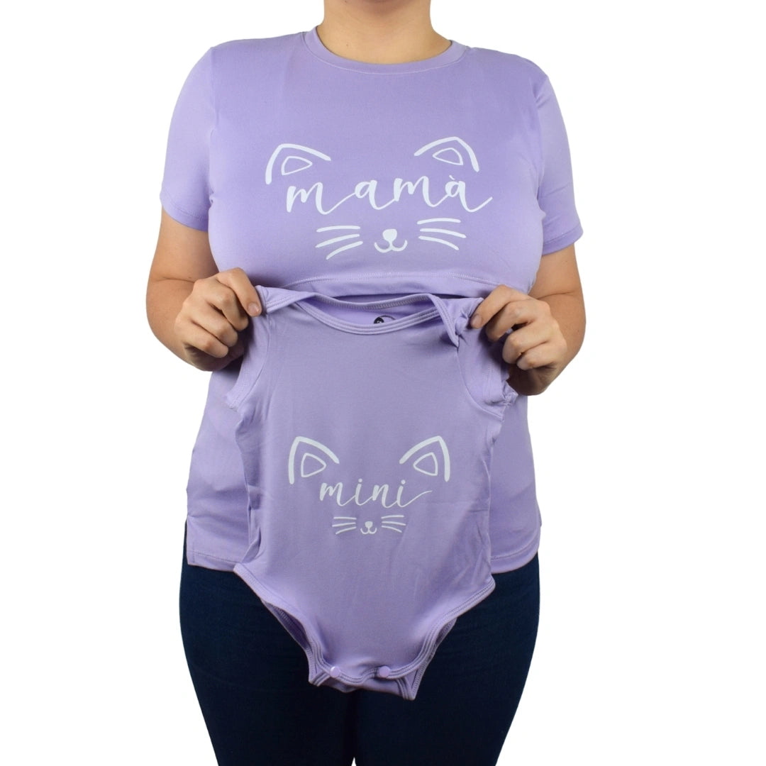 Dudo Blusa Y Mameluco Materno Morado
