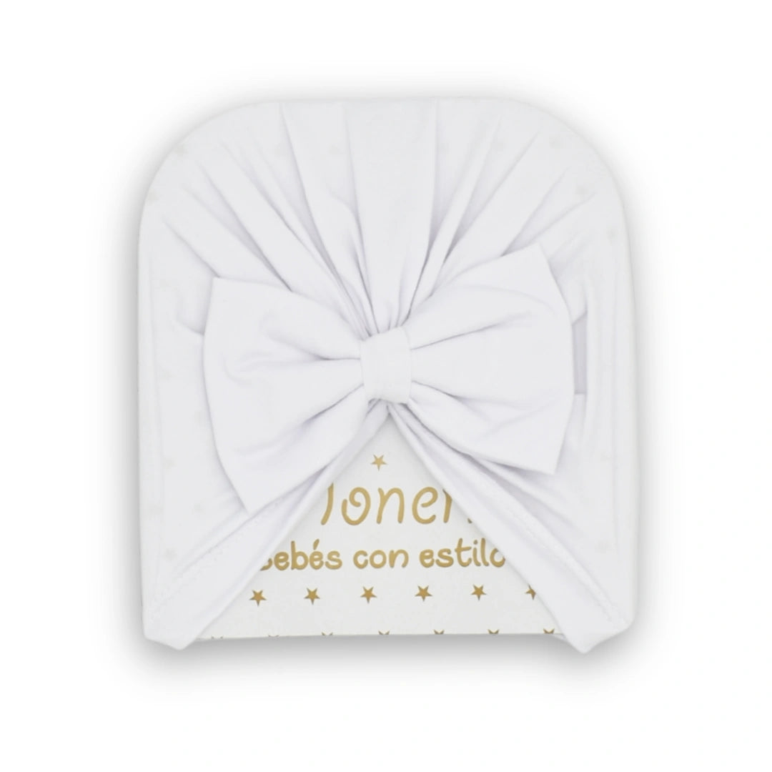 Gorro Turbante Con Moño Blanca