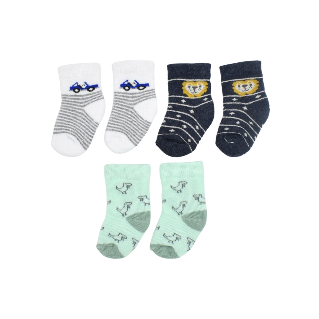 Set De Medias Estampado Dinosaurio X3 Para Bebe Niño 6 Meses