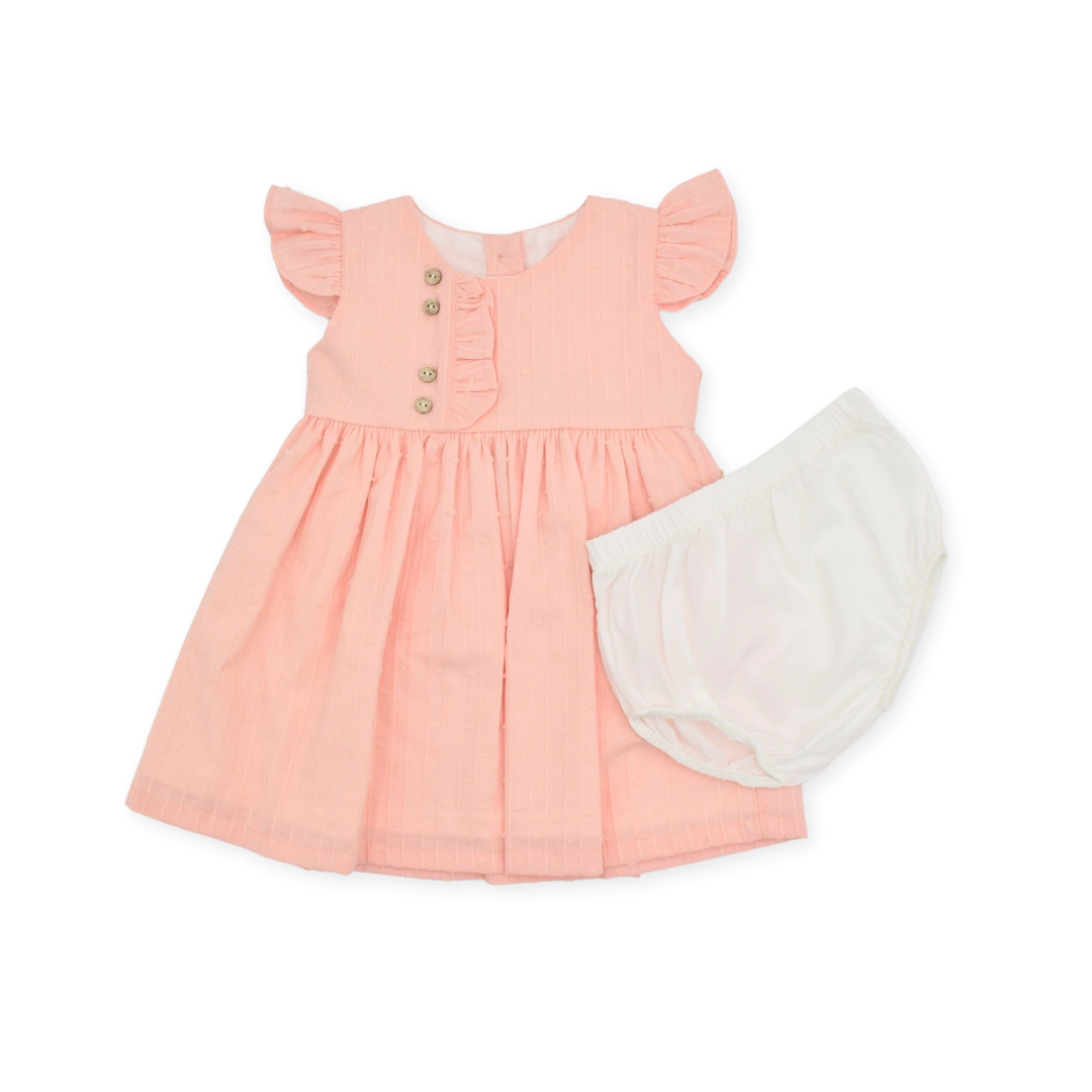 Vestido Bordado Flores Salmón + Panty