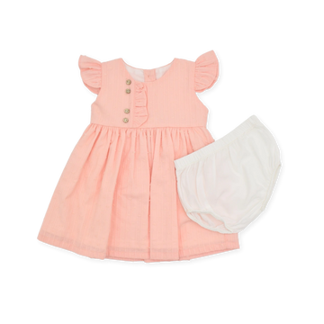 Vestido Bordado Flores Salmón + Panty