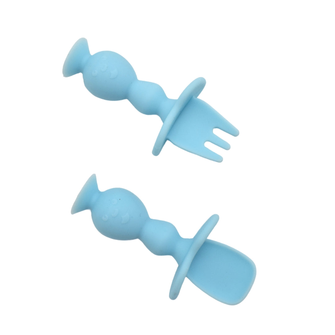 Set De Cuchara Tenedor Azul Bolitas