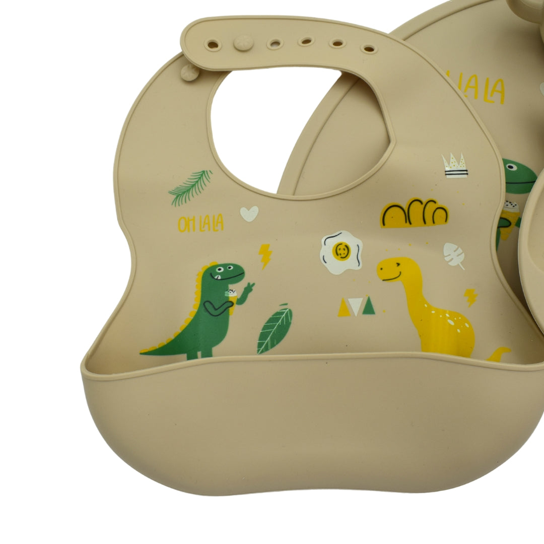 Vajilla En Silicona 10 Piezas Con Estampado Dinosaurios