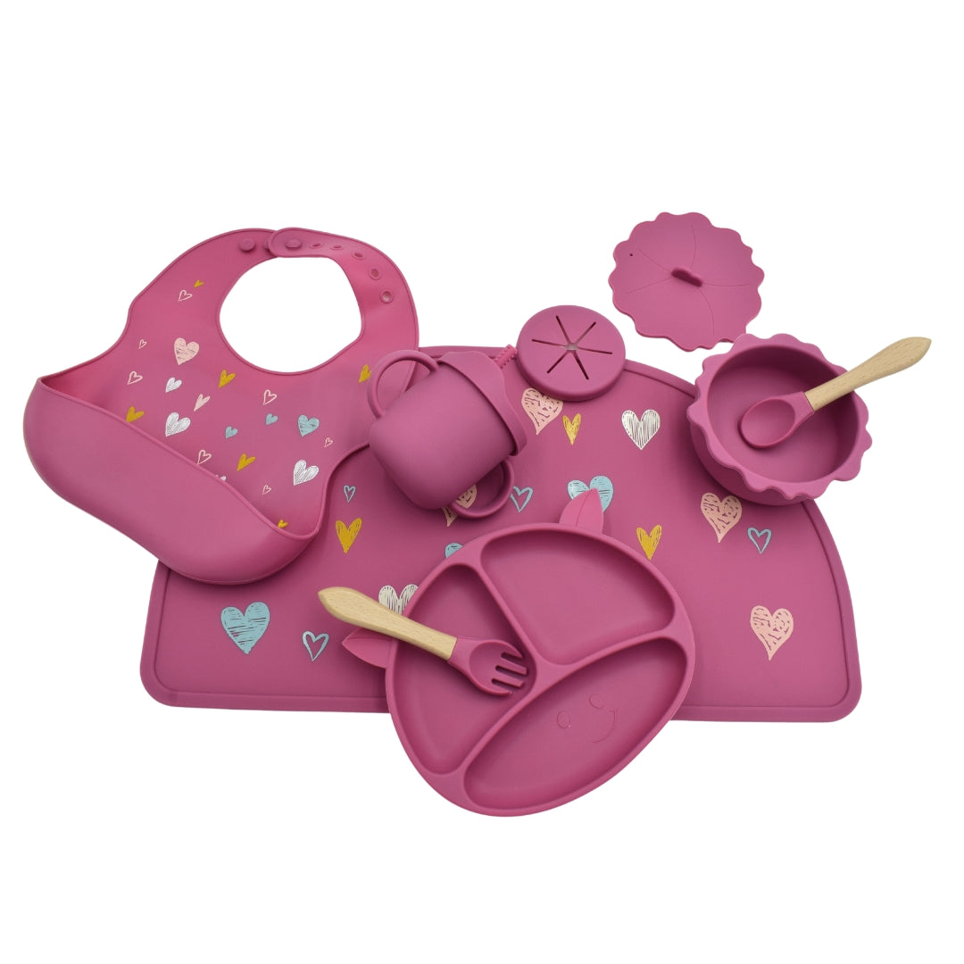 Vajilla en Silicona 10 Piezas Estampado Corazones