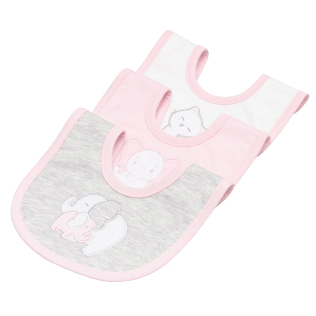 Babero Doble Faz Rosado con Tela Toalla Bordada 25 x 20 cm