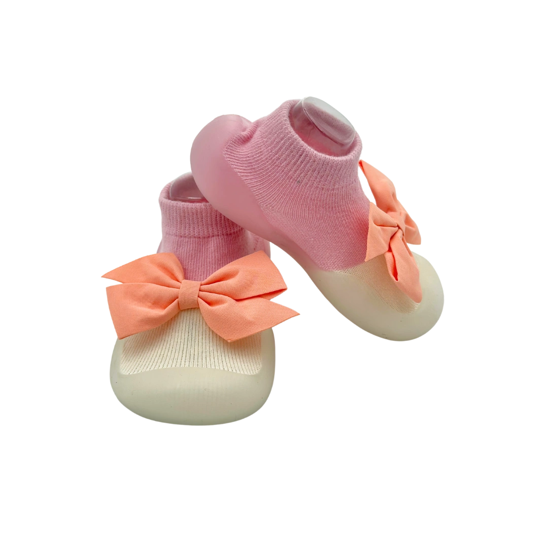 Medias Zapatos Rosado Con Moño