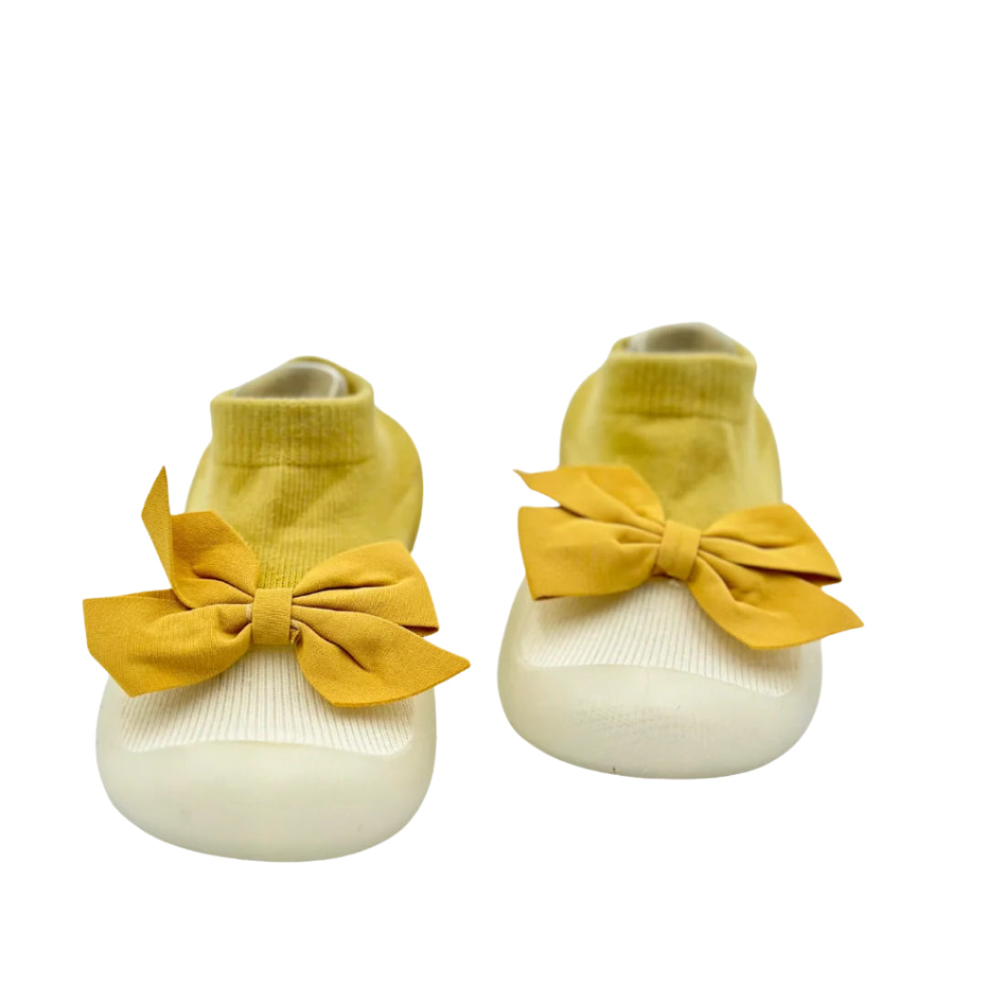 Medias Zapatos Amarillo Con Moño