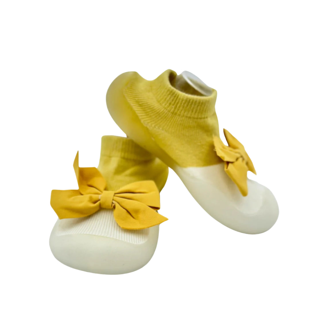 Medias Zapatos Amarillo Con Moño