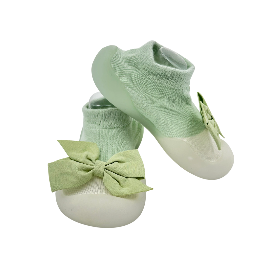 Medias Zapatos Verde Con Moño
