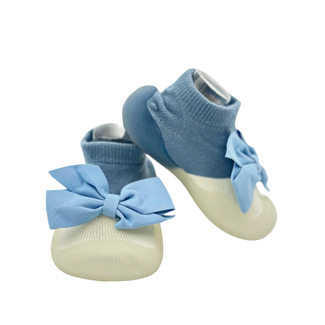 Medias Zapatos Azul Con Moño