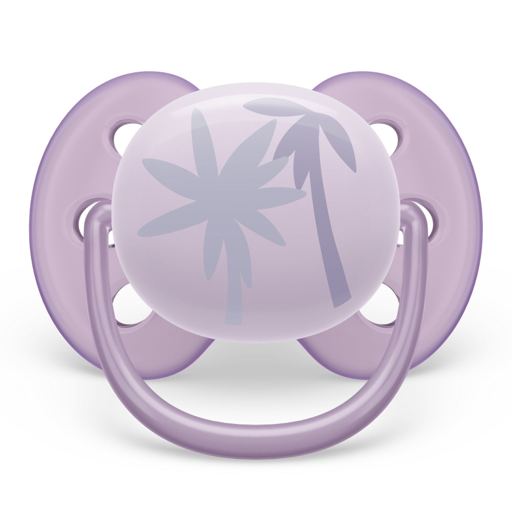 Chupo De Entretención Ultra Soft Avent  Palmeras Violeta 0-6M+