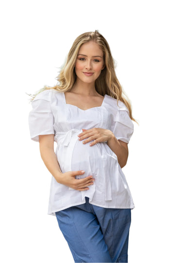 Blusa Materna Sofisticada Blanca