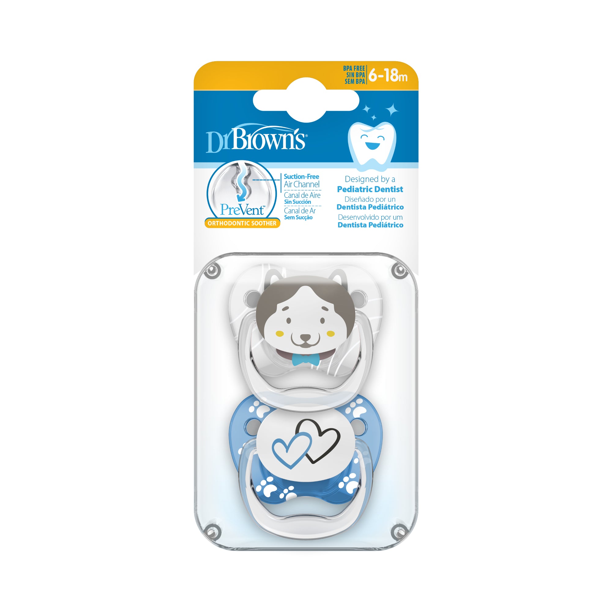 Chupo De Entretención Prevent Decorado Nivel 2 Azul X2 Unidades 6-18M+