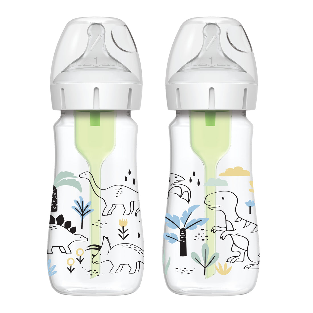 Set De Teteros Boca Ancha 9 OZ Dinosaurio X2 Unidades
