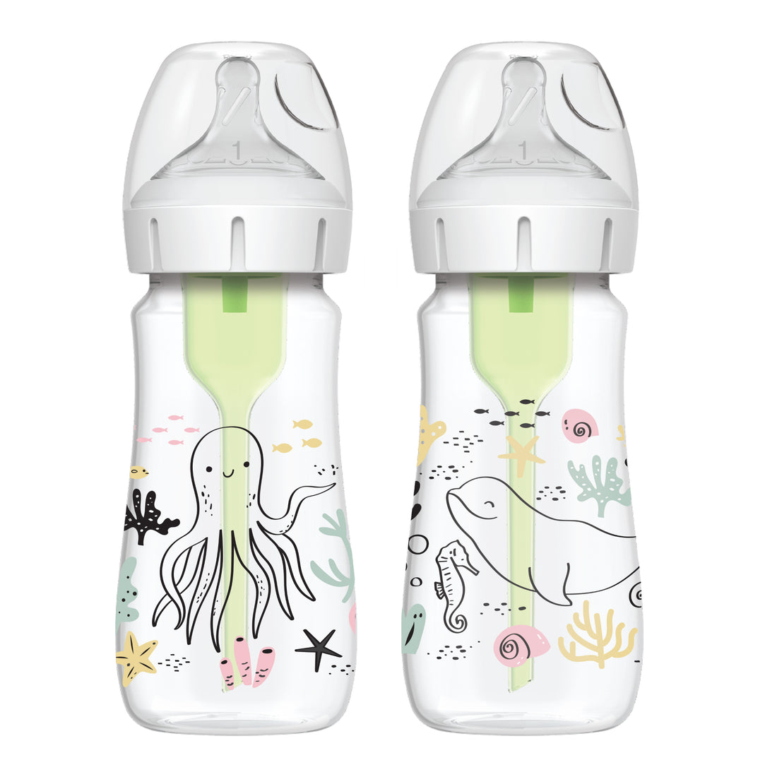Set De Teteros Boca Ancha 9oz Océano X2 Unidades