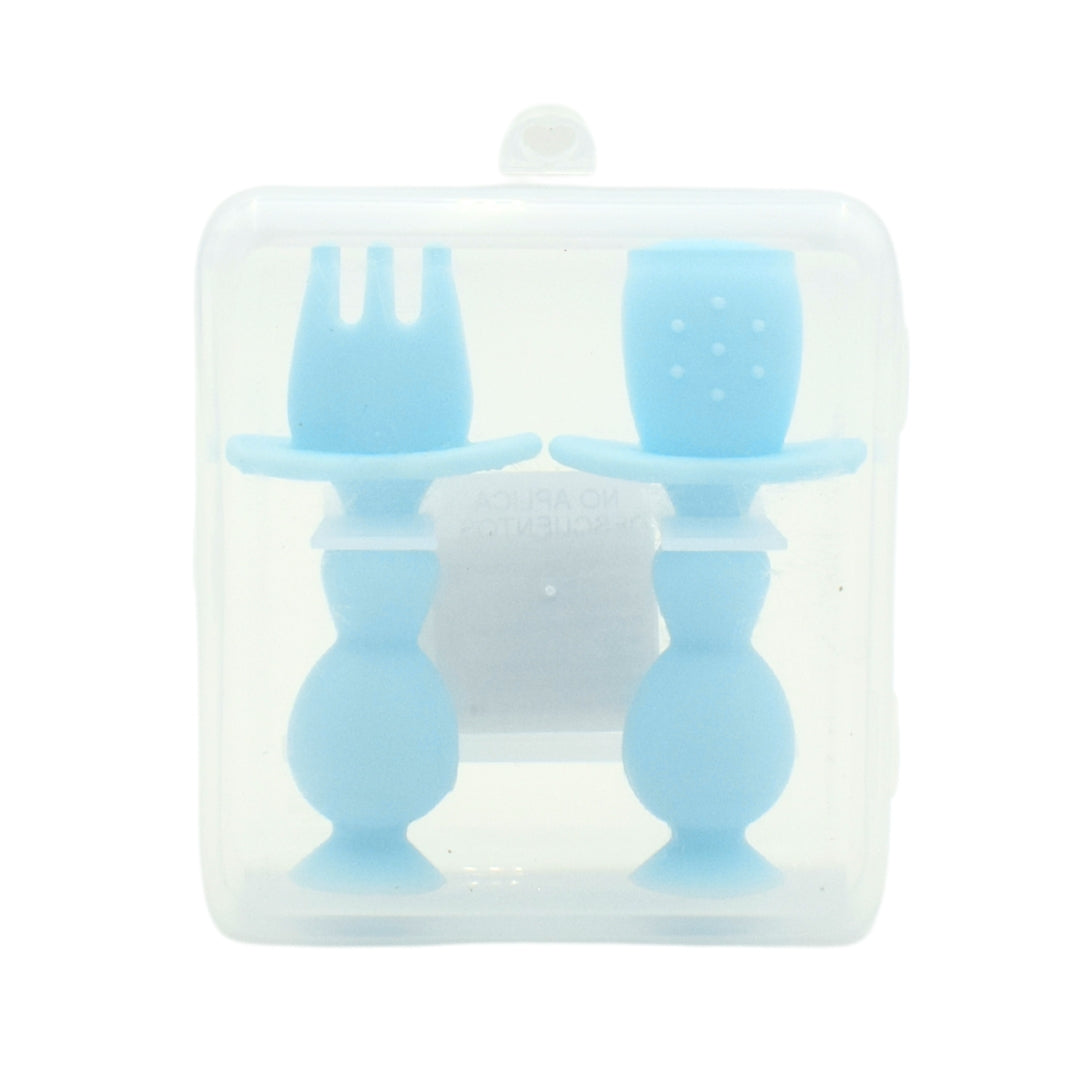 Set De Cuchara Tenedor Azul Bolitas