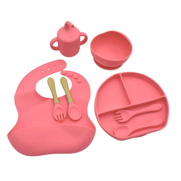 Vajilla en Silicona 8 Piezas en Forma Ovalada Rosado
