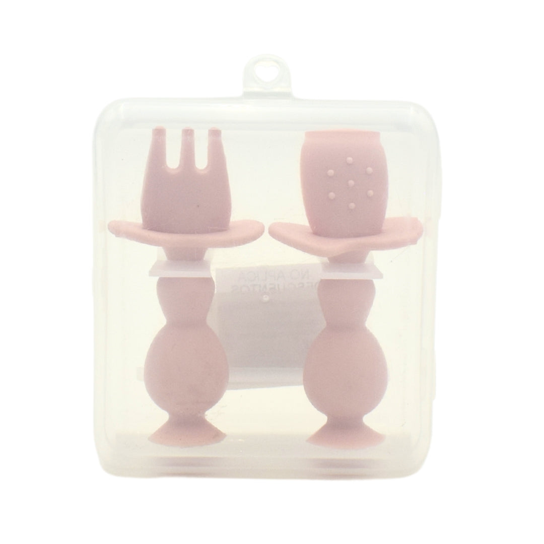 Set De Cuchara Tenedor Rosada Bolitas
