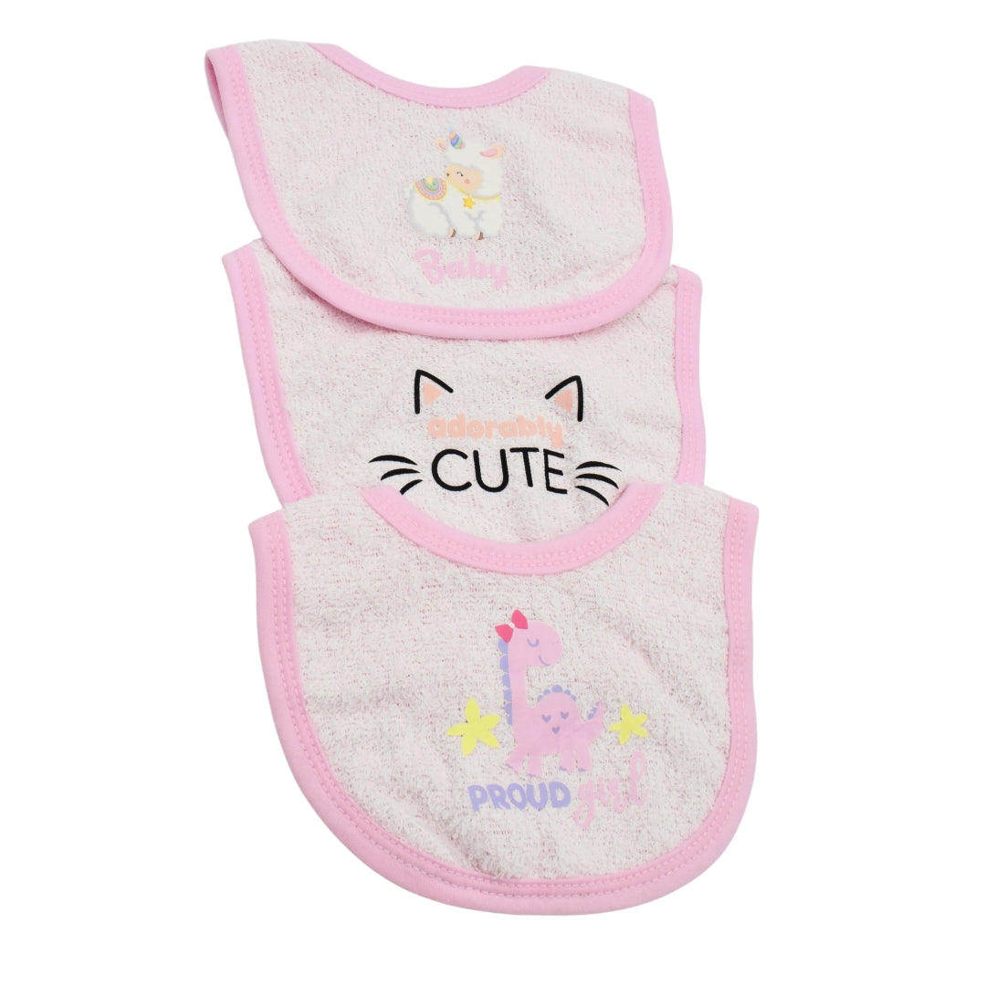 Set de Baberos Tela Toalla Rosado para Bebé x3