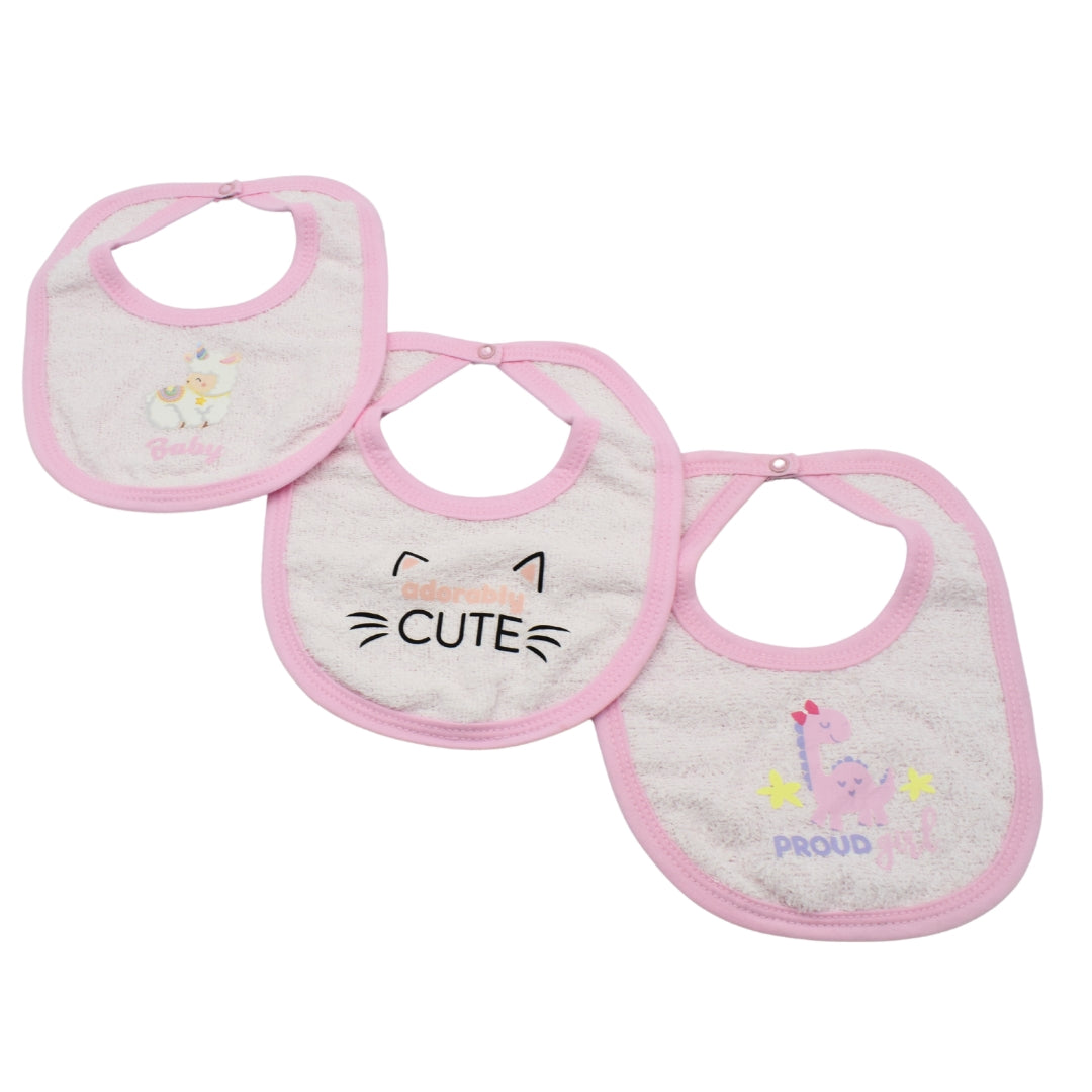 Set de Baberos Tela Toalla Rosado para Bebé x3