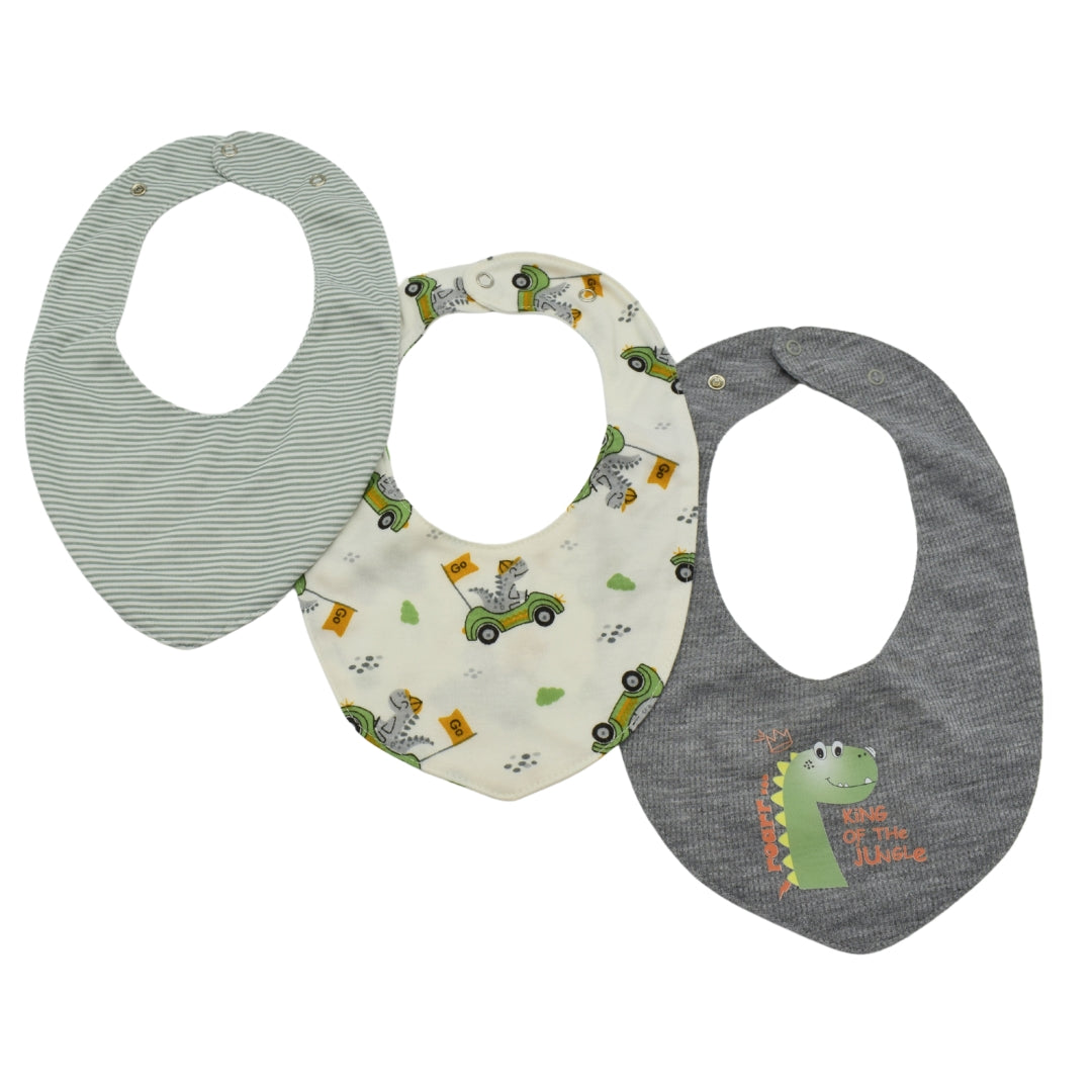 Set de Baberos Bandana para Bebé Dinosaurios x3