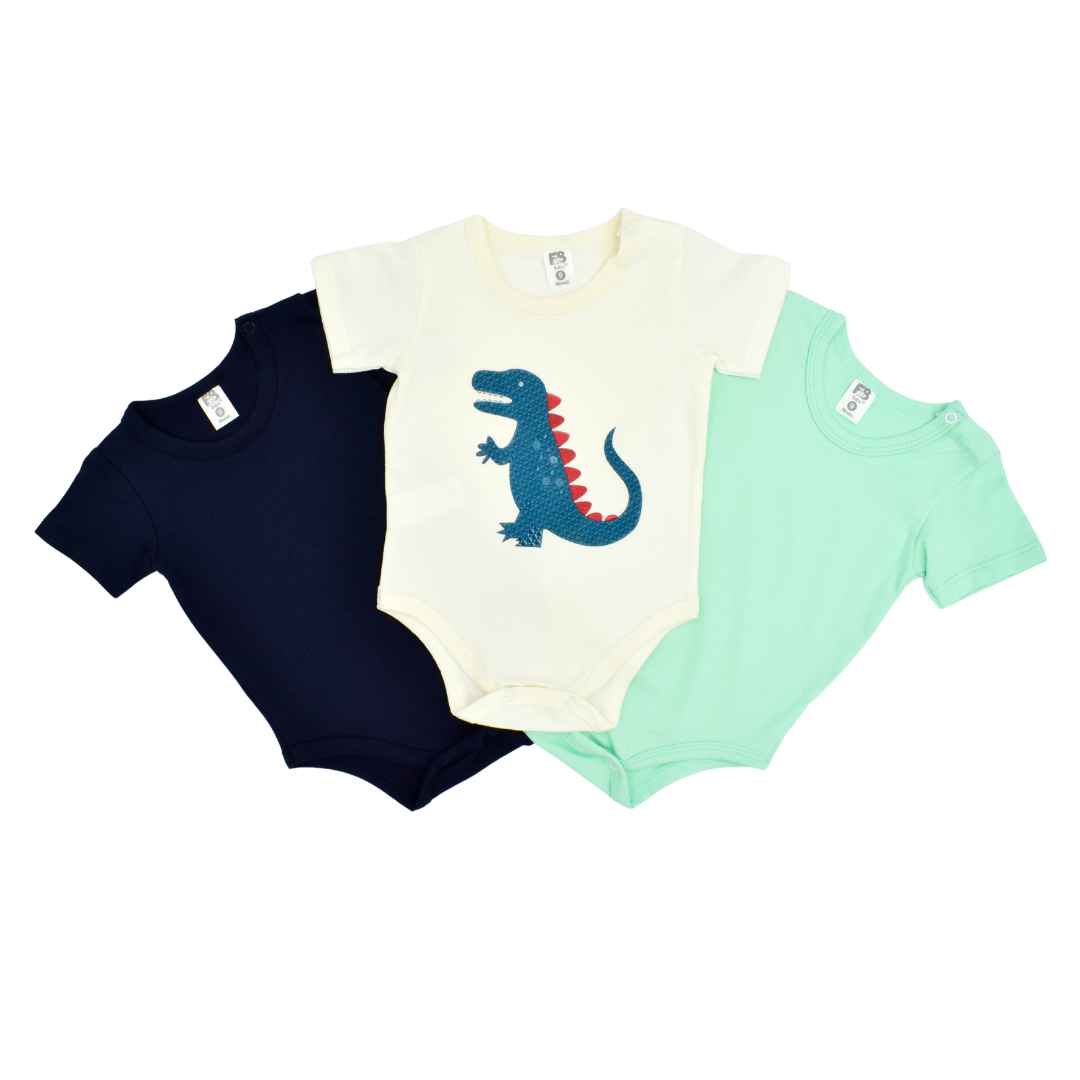 Set de Bodys Bebé Niño Estampado y Unitono X3 Unidades