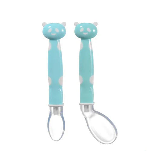 Set x2 Cucharas en Silicona Estampado Osito Verde