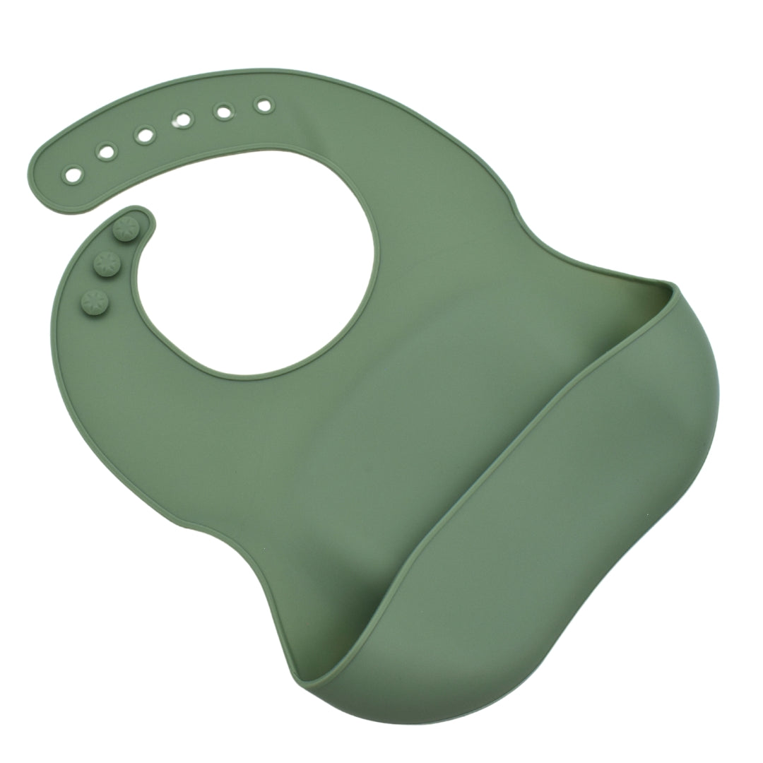 Babero en Silicona para Bebé Solo Tono Liso Verde