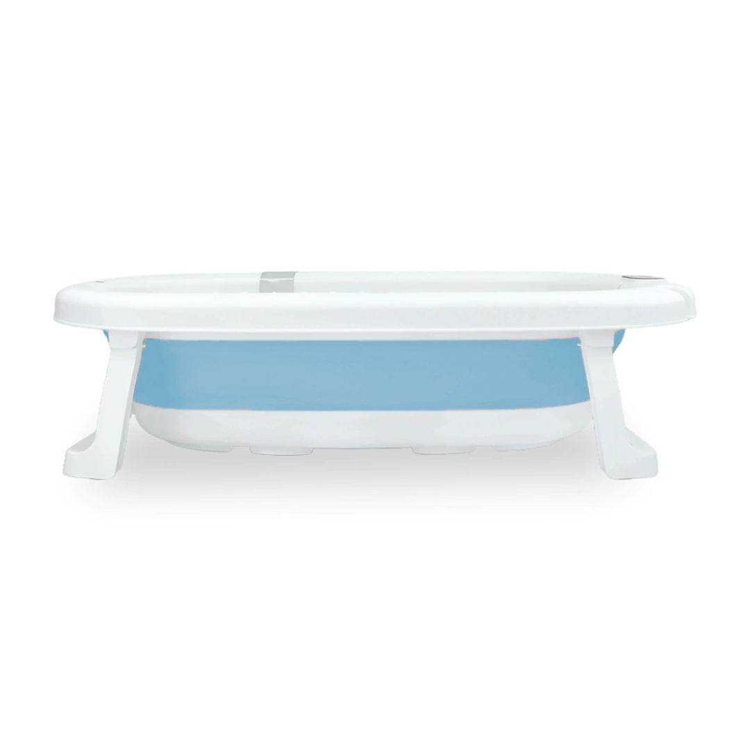 Bañera Plegable para Bebé con Drenaje y Termómetro Azul