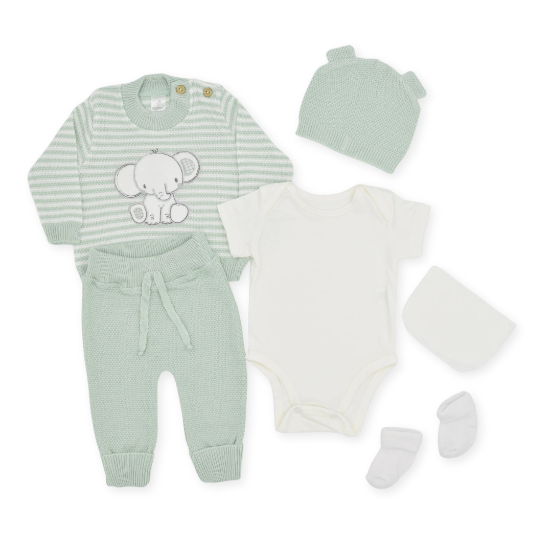 Set De Primer Día  Estampado Elefante