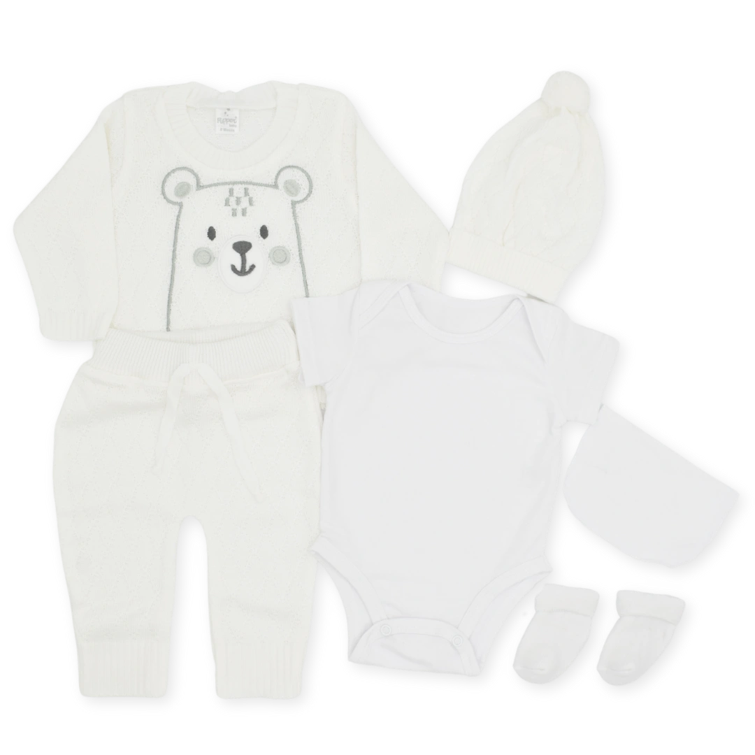 Set De Primer Día  Estampado Tejido Oso